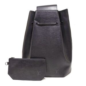 Louis Vuitton Black Epi Leather Backpack with Pouch